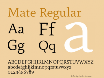 Mate Regular Version 1.002 Font Sample