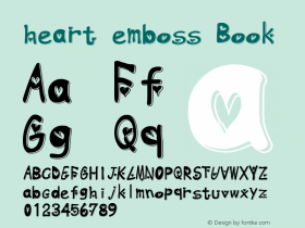 heart emboss Book Version 1.0 Font Sample