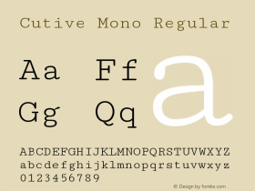 Cutive Mono Regular Version 1.002; ttfautohint (图片样张