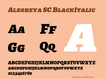 Alegreya SC BlackItalic Version 1.003 Font Sample