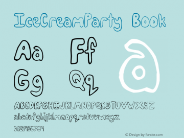 IceCreamParty Book Version 1.00 February 27, 20 Font Sample