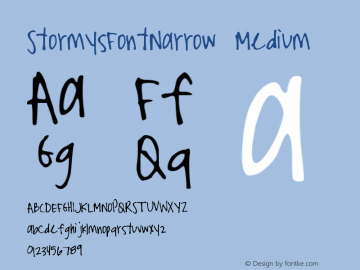 StormysFontNarrow Medium Version 001.000 Font Sample