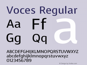 Voces Regular Version 1.001 Font Sample