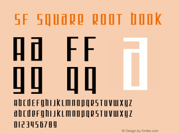 SF Square Root Book Version ver 1.0; 2000. Freew Font Sample