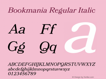 Bookmania Regular Italic Version 1.001图片样张