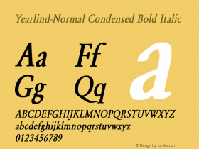 Yearlind-Normal Condensed Bold Italic Converted from H:\ALLTYPE\NEWTT\yearlc.BF1 by ALLTYPE Font Sample