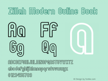 Zillah Modern Ouline Book Version 0.9 Font Sample