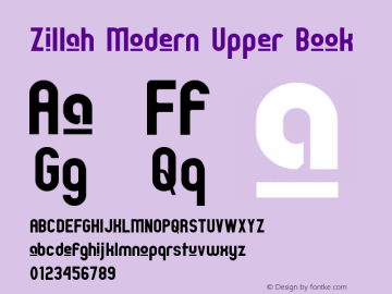 Zillah Modern Upper Book Version 0.9 Font Sample