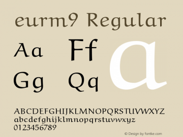 eurm9 Regular Version 1.2/19-Jan-95 Font Sample