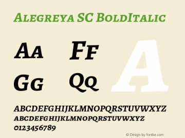 Alegreya SC BoldItalic Version 1.003 Font Sample