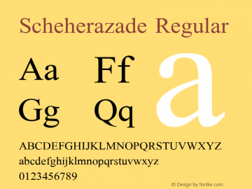 Scheherazade Regular Version 2.000 (build 440/429) Font Sample