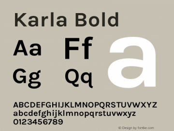 Karla Bold Version 1.000图片样张