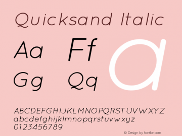Quicksand Italic Version 001.001 Font Sample