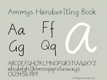 Ammys Handwriting Book Version 1.00 May 2, 2008, in Font Sample