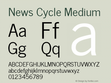 News Cycle Medium Version 0.4 Font Sample