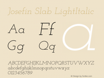 Josefin Slab LightItalic Version 1.000 Font Sample