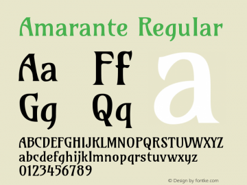 Amarante Regular Version 1.001 Font Sample