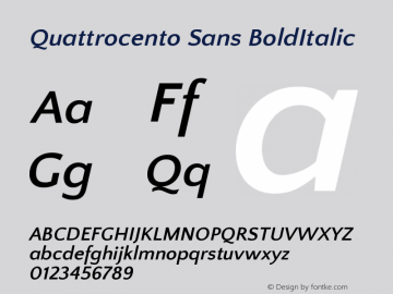 Quattrocento Sans BoldItalic Version 2.000 Font Sample