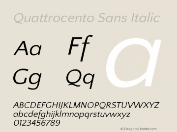 Quattrocento Sans Italic Version 2.000 Font Sample