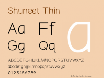 Shuneet Thin Version 2.0 August 28. 2012 Font Sample