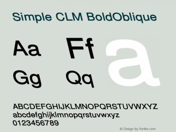 Simple CLM BoldOblique Version 0.110 Font Sample