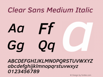 Clear Sans Medium Italic Version 1.00图片样张