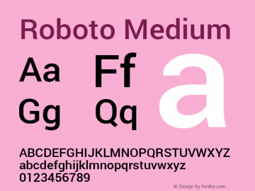 Roboto Medium Version 1.100140; 2013 Font Sample