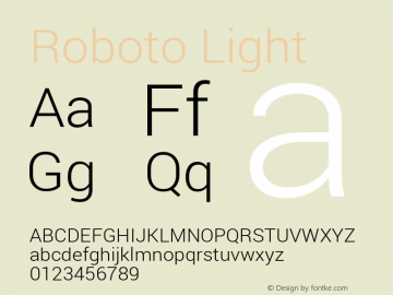Roboto Light Version 1.100140; 2013 Font Sample