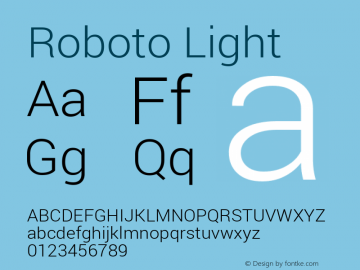 Roboto Light Version 1.100140; 2013 Font Sample