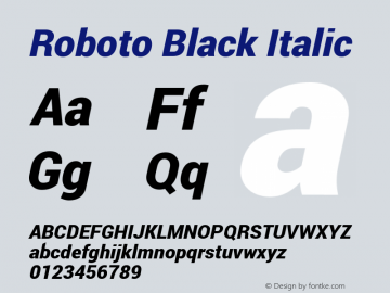 Roboto Black Italic Version 1.100140; 2013图片样张