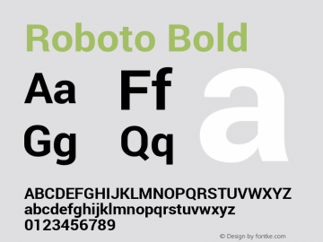 Roboto Bold Version 1.100140; 2013 Font Sample