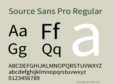 Source Sans Pro Regular Version 1.038;PS Version 1.0图片样张