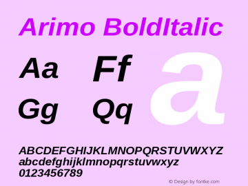 Arimo BoldItalic Version 1.21 Font Sample