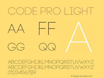 Code Pro Light Version 1.003 Font Sample