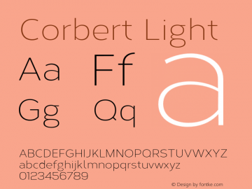 Corbert Light Version 1.001;PS 001.001;hotconv 1.0.70;makeotf.lib2.5.58329图片样张