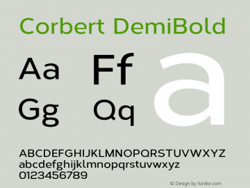 Corbert DemiBold Version 1.001;PS 001.001;hotconv 1.0.70;makeotf.lib2.5.58329 Font Sample