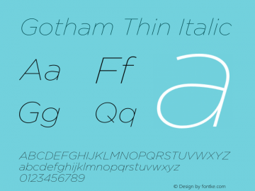 Gotham Thin Italic Version 001.000图片样张