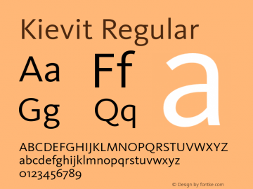 Kievit Regular Version 7.460;PS 7.046;hotconv 1.0.38 Font Sample