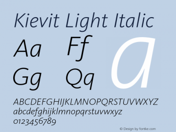 Kievit Light Italic Version 7.460;PS 7.046;hotconv 1.0.38 Font Sample