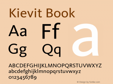 Kievit Book Version 7.460;PS 7.046;hotconv 1.0.38 Font Sample