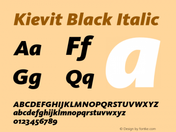 Kievit Black Italic Version 7.460;PS 7.046;hotconv 1.0.38 Font Sample