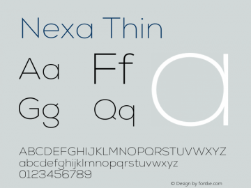 Nexa Thin Version 001.001 Font Sample