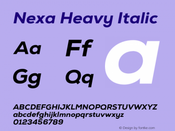 Nexa Heavy Italic Version 001.001 Font Sample