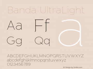 Banda UltraLight Version 1.000 2011 initial release Font Sample
