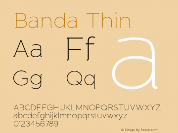Banda Thin Version 1.000 2011 initial release Font Sample