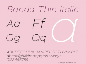 Banda Thin Italic Version 1.000 2011 initial release图片样张