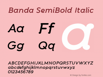 Banda SemiBold Italic Version 1.000 2011 initial release图片样张