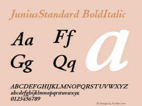 JuniusStandard BoldItalic Altsys Fontographer 4.1 1/23/96 Font Sample