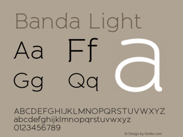 Banda Light Version 1.000 2011 initial release Font Sample