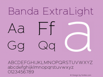 Banda ExtraLight Version 1.000 2011 initial release Font Sample
